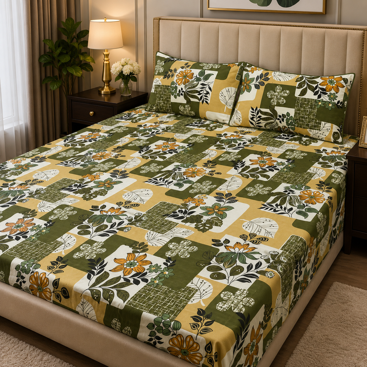 3D Crystal Cotton 3-piece Bedsheet Set AY0010017 (C)