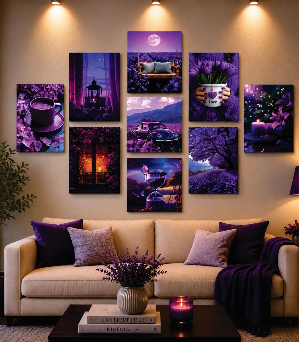 Set of 9 Premium Wall Art Photo Tiles – Modern Home Decor Sets 8x11 (C)
