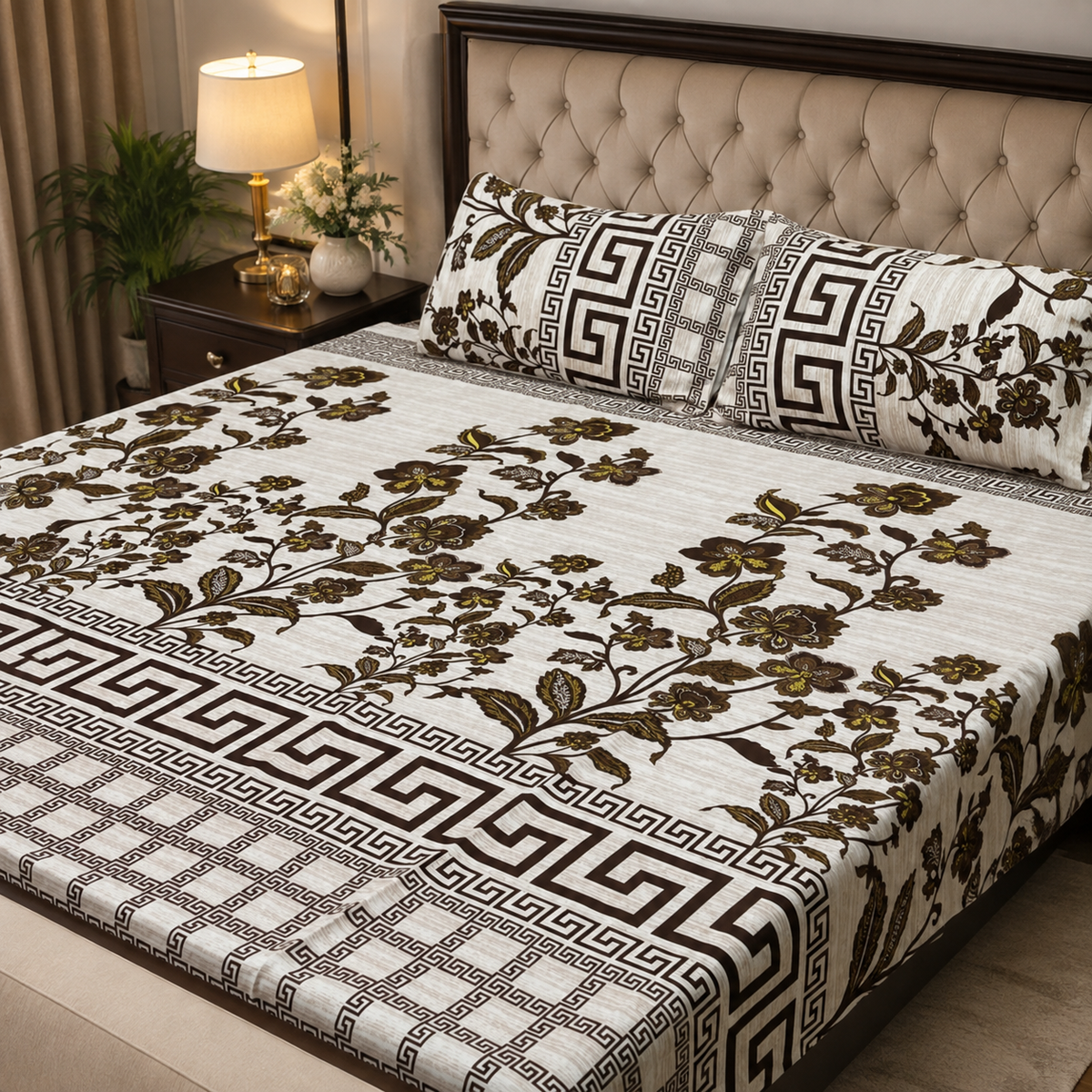 3D Crystal Cotton 3-Piece Bedsheet Set (AY0010019) (C)