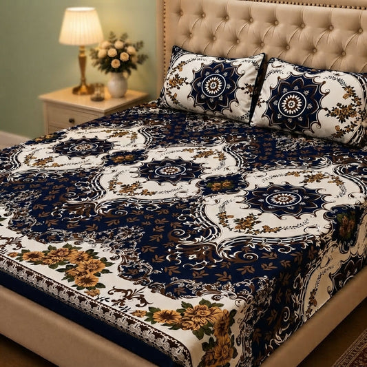 3D Crystal Cotton 3 Piece Bedsheet Set AY0010026 (C)