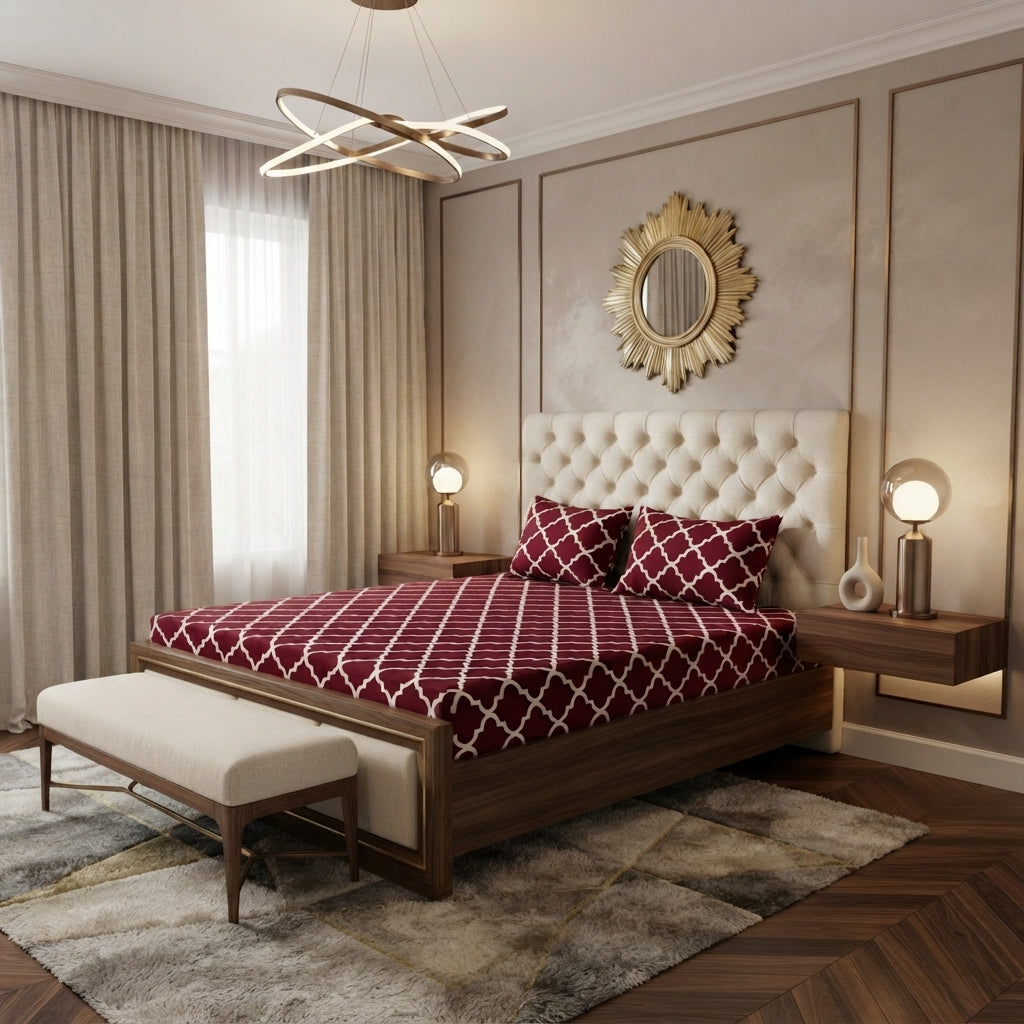 3D Crystal Cotton 3-piece Bedsheet Set - Home Accessory Designed For Bedroom Comfort (AY0010055) (C)