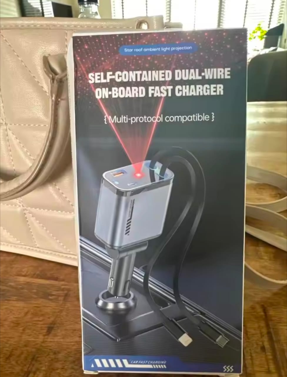 C6 4 In 1 Multi Functional Car Charger Fast Charging With Star Light Providing Durable Quality - 20 Watt (With Light)