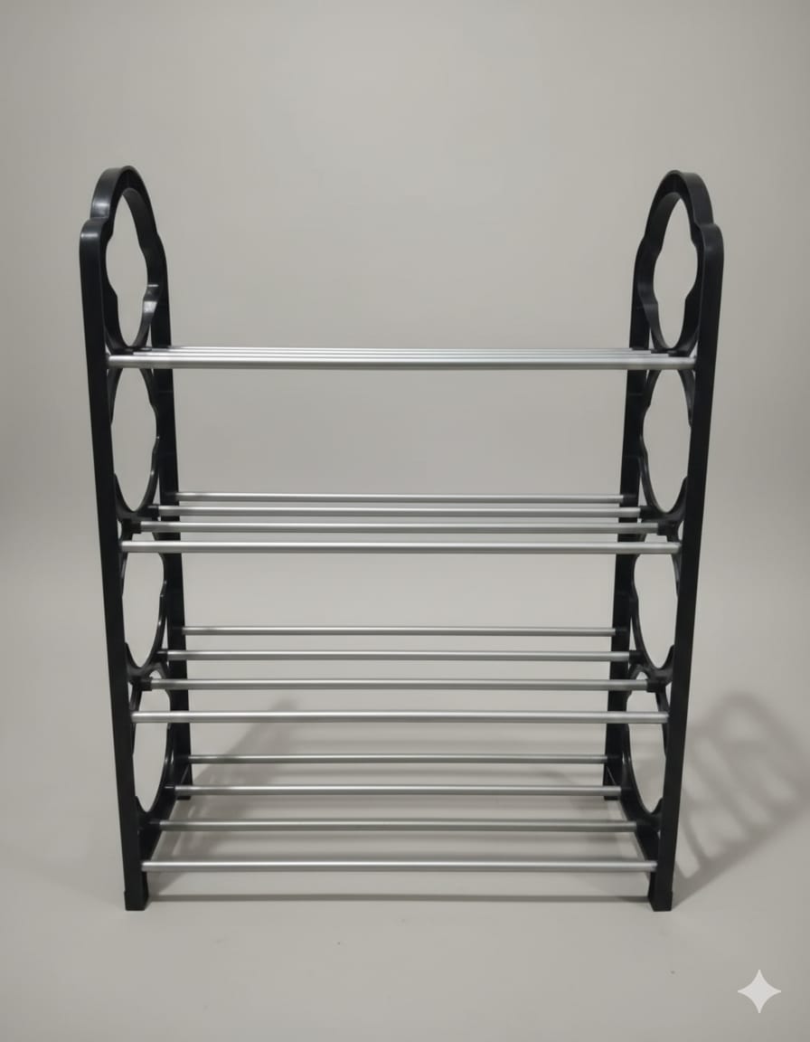 4 Layer Multipurpose Metal Shelf Rack 🗄️ | Space Saving Storage Organizer for Kitchen, Living & Study Room (C)