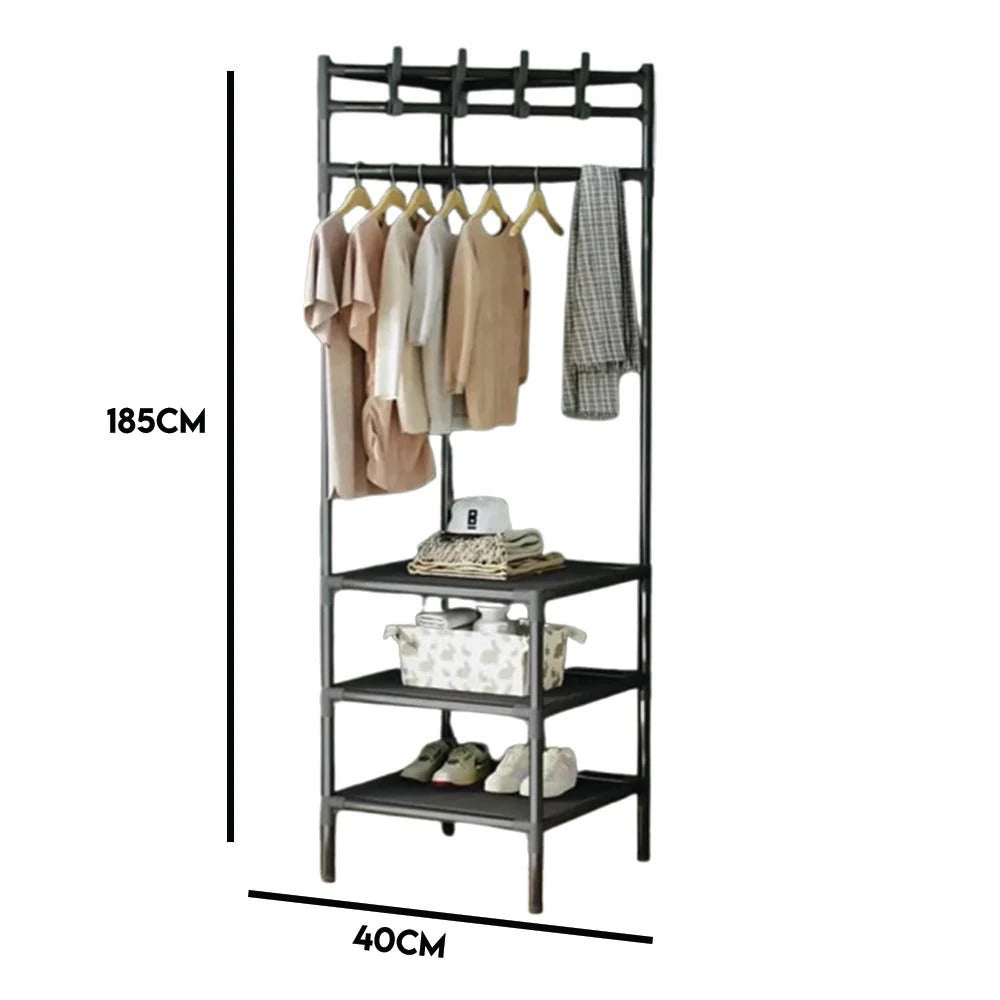 Multifunctional Corner Coat Rack | Nail-Free Installation | Space-Saving Coat & Storage Organizer | Waterproof & Durable | 3 Layers | Random Colour (C)