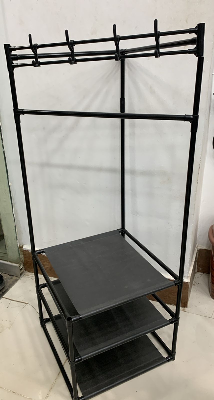 Multifunctional Corner Coat Rack | Nail-Free Installation | Space-Saving Coat & Storage Organizer | Waterproof & Durable | 3 Layers | Random Colour (C)