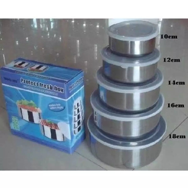 5pc Set Stainless Steel Bowl with Lid (C)