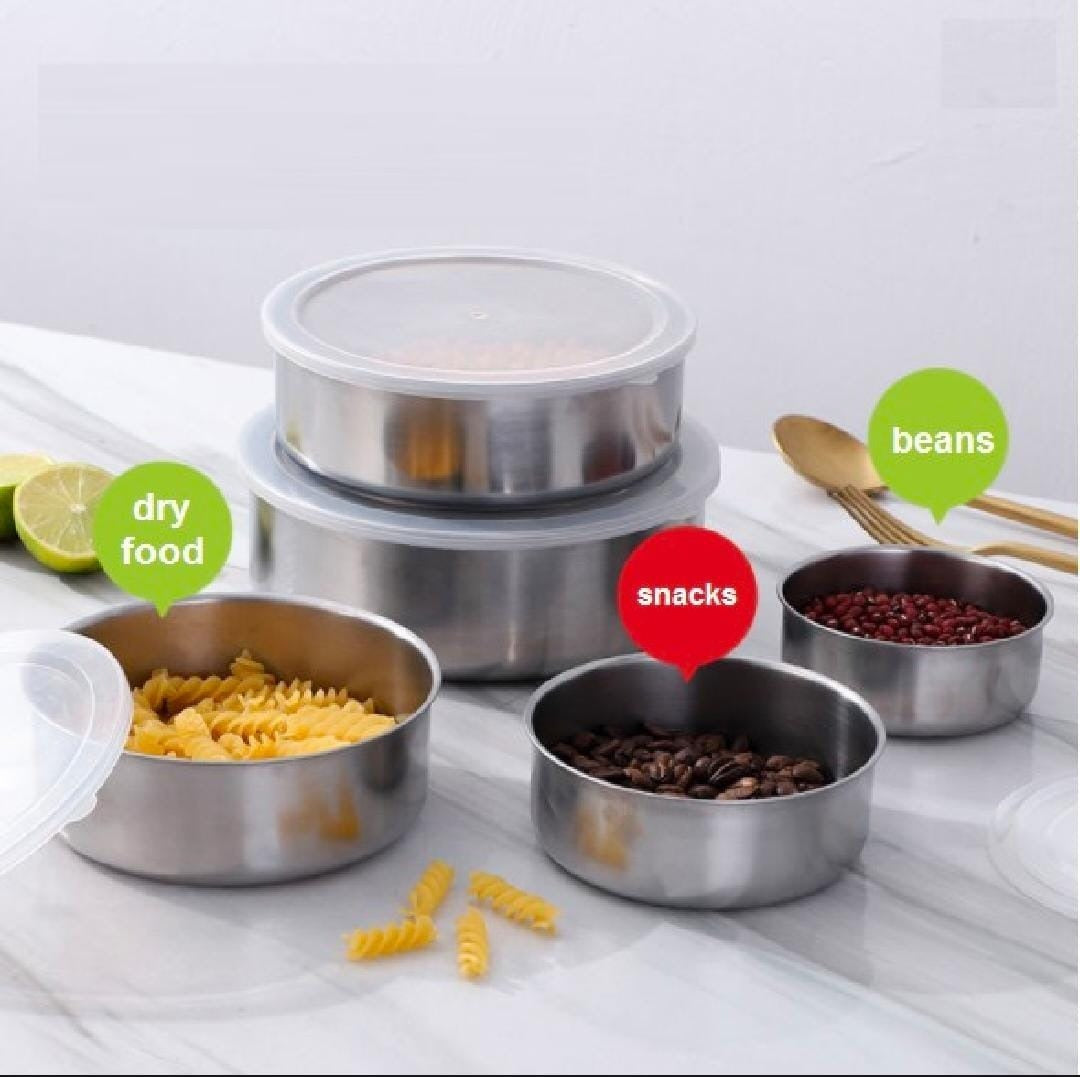 5pc Set Stainless Steel Bowl with Lid (C)