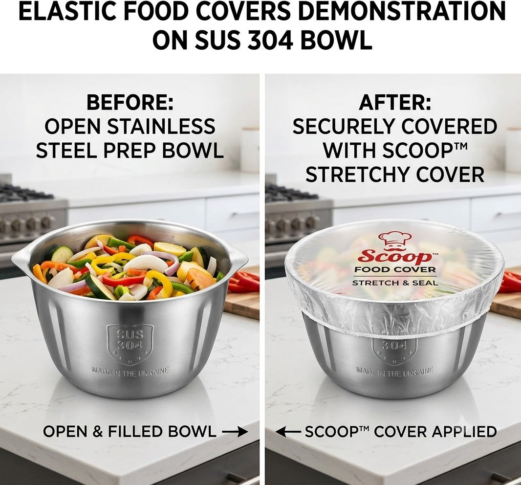 Kitchen Fresh Prep Combo Deal – 2L Manual Hand Press Vegetable Chopper, Meat Mincer & 100 Elastic Stretchable Food Covers - Random Color (C)