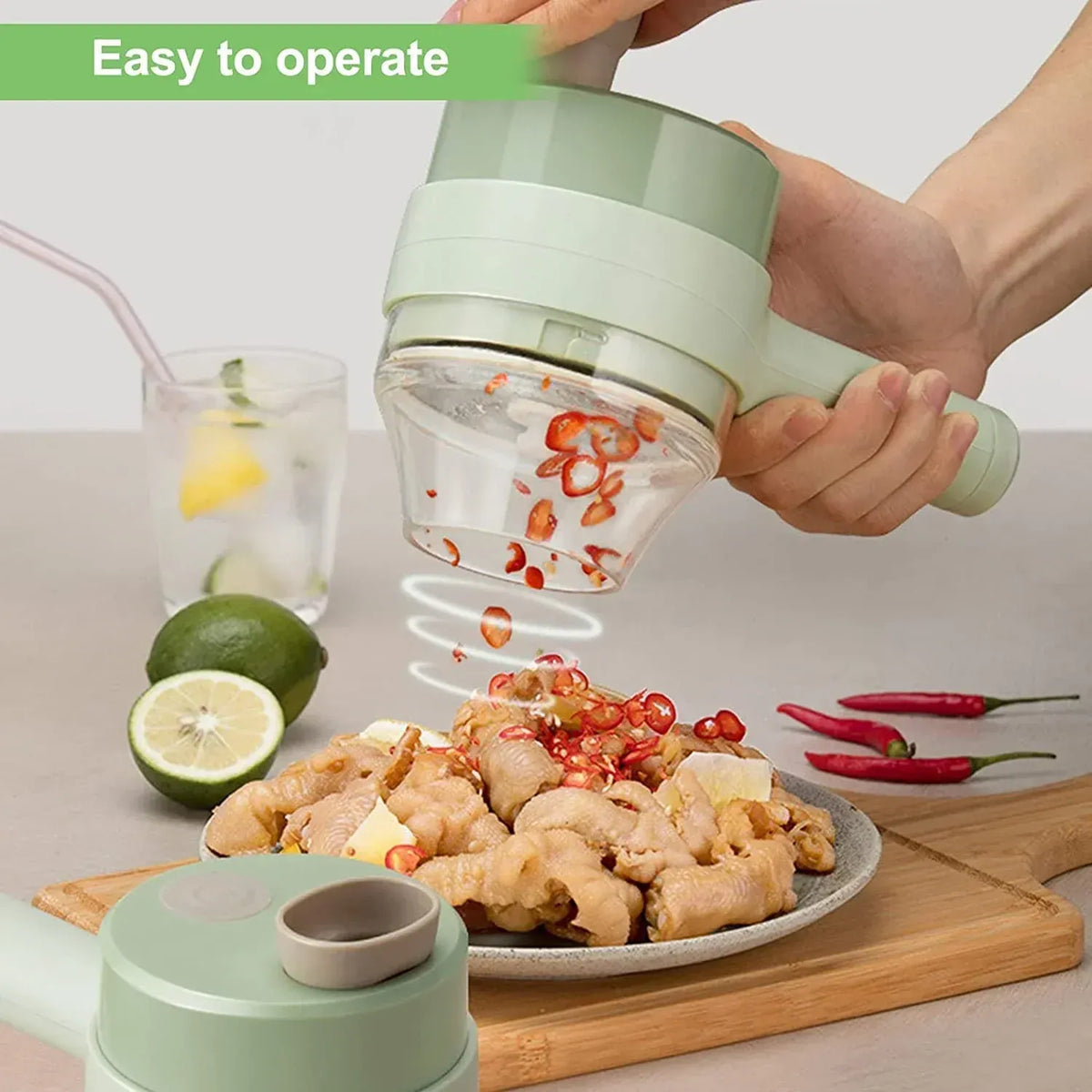 Electric Handheld Vegetable Cutter Slicer Multifunctional Food Chopper Compact Durable And Easy To Use Kitchen Tool (C)