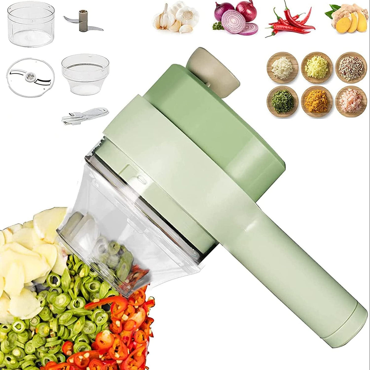Electric Handheld Vegetable Cutter Slicer Multifunctional Food Chopper Compact Durable And Easy To Use Kitchen Tool (C)