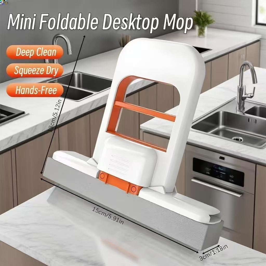 Mini Foldable Desktop Mop - Hands Free Squeeze Clean (C)
