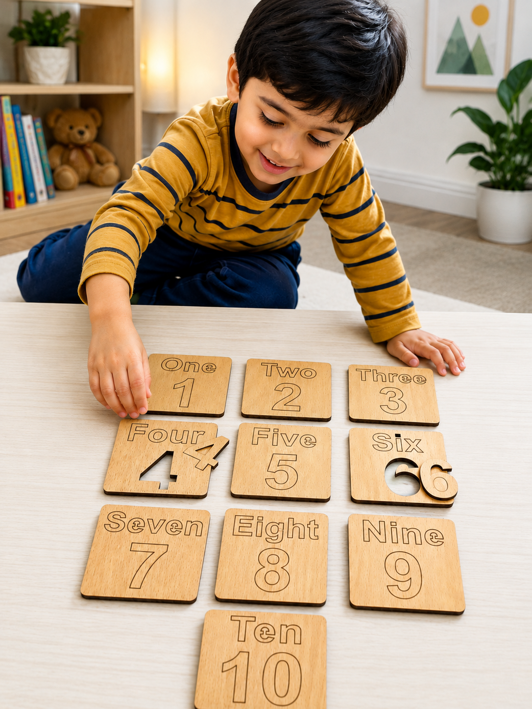 Educational Toys Wooden Number Learning Puzzle Set for Kids 1-10 (C)