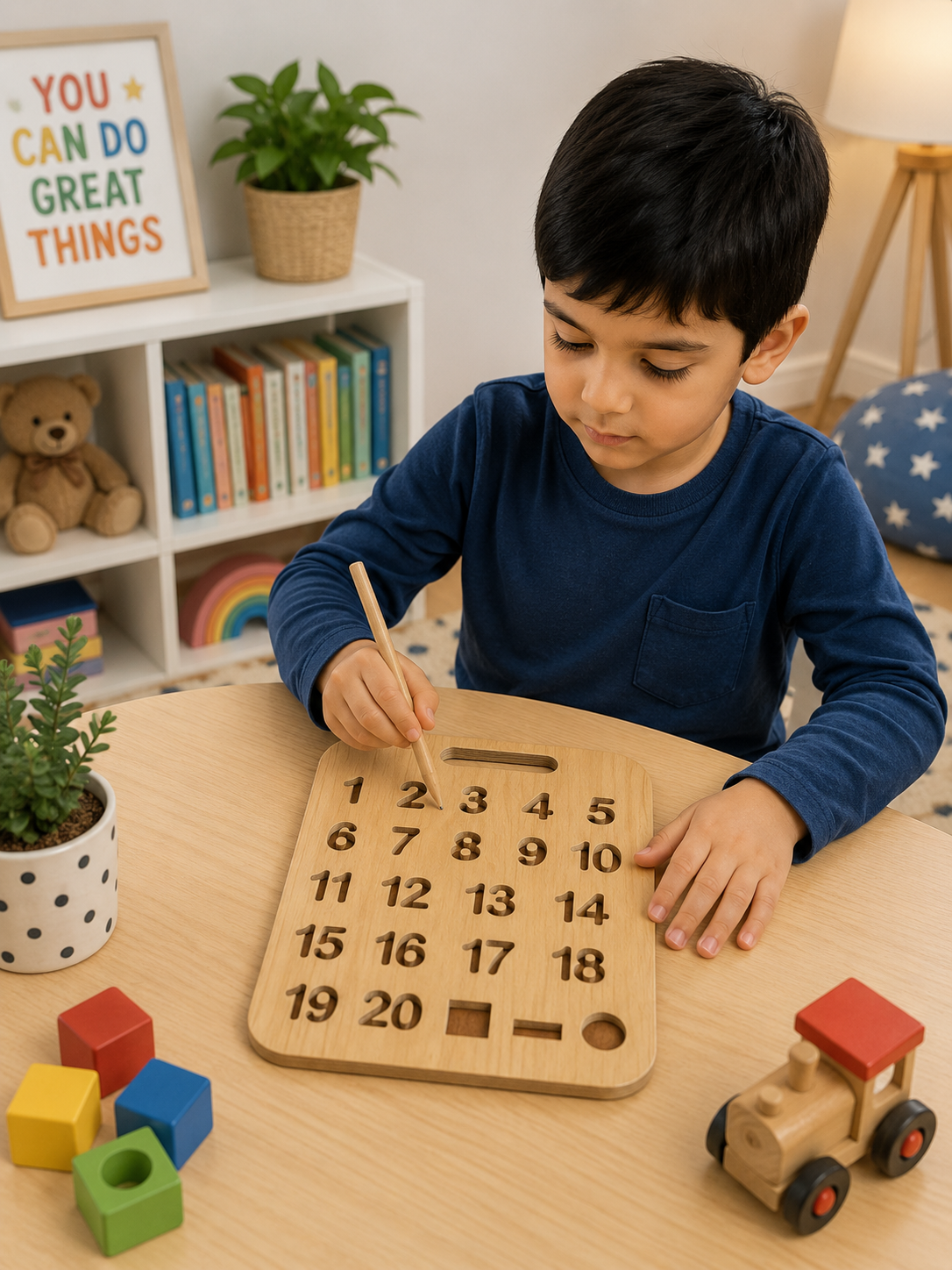 Educational Wooden Tracing Board Set 5 Pcs – Urdu, English, Numbers & Body Parts Learning Boards (C)