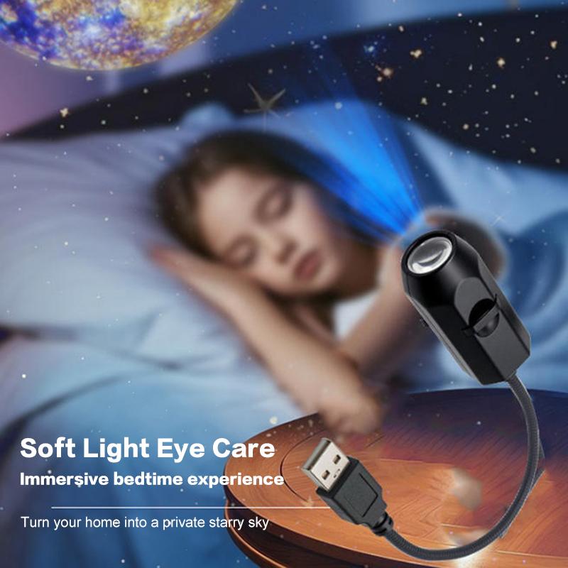 USB Ceiling Moon Earth Projection Atmosphere Light Starry Sky Lamp Night Light Romantic Bedroom Decoration Projector With 6 Lenses (C)