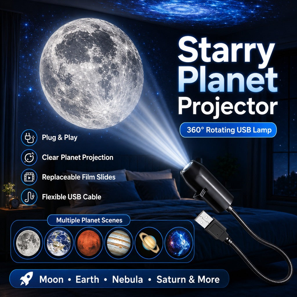USB Ceiling Moon Earth Projection Atmosphere Light Starry Sky Lamp Night Light Romantic Bedroom Decoration Projector With 6 Lenses (C)