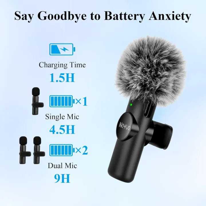 BOYA BY-F10 2.4GHz Wireless Lavalier Microphone for Android USB-C Devices – Noise Cancelling, Plug & Play, 50m Range, 9h Battery* (With IPhone Connector) (C)