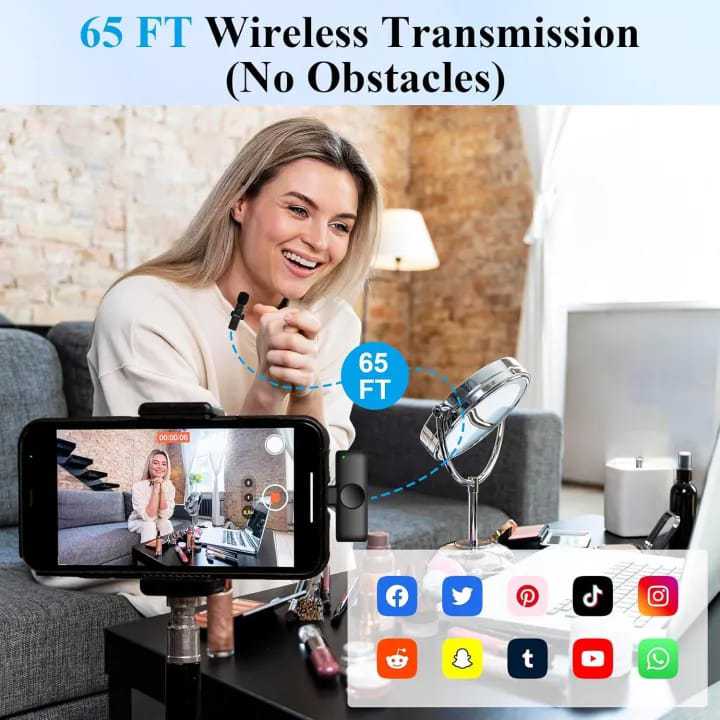 BOYA BY-F10 2.4GHz Wireless Lavalier Microphone for Android USB-C Devices – Noise Cancelling, Plug & Play, 50m Range, 9h Battery* (With IPhone Connector) (C)