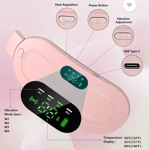 Portable Cordless Heating Pad Belt for Period Cramps & Lower Back Pain Relief (C)
