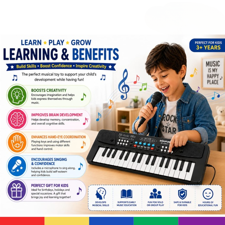 Bigfun 37-Key Electronic Keyboard Piano (C)
