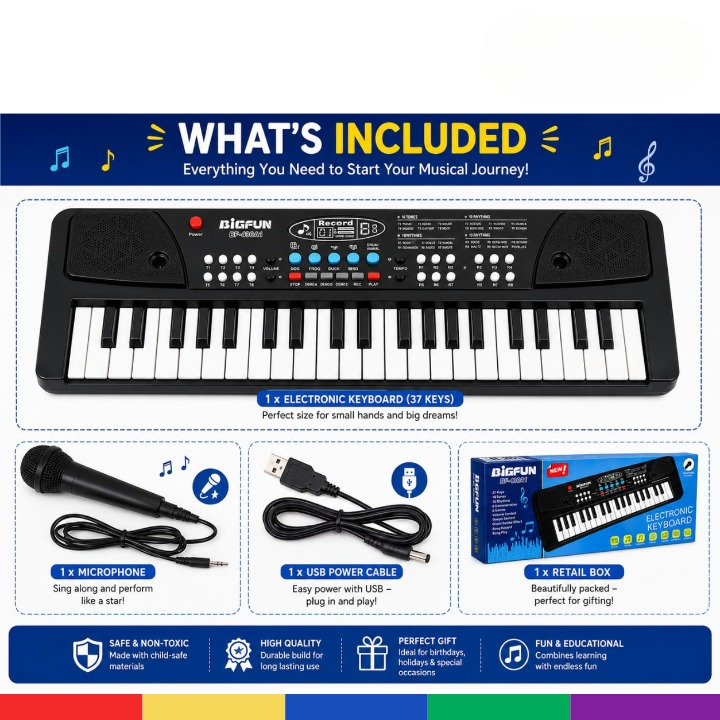 Bigfun 37-Key Electronic Keyboard Piano (C)