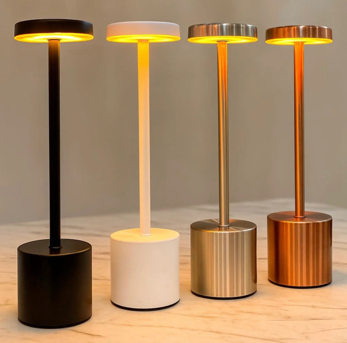 USB Rechargeable LED Night Light Desk Lamp 3 Color Touch Sensor Metal Table Lamp Random Colour Compact Portable Design For Home And Office (Colour Random) (C)