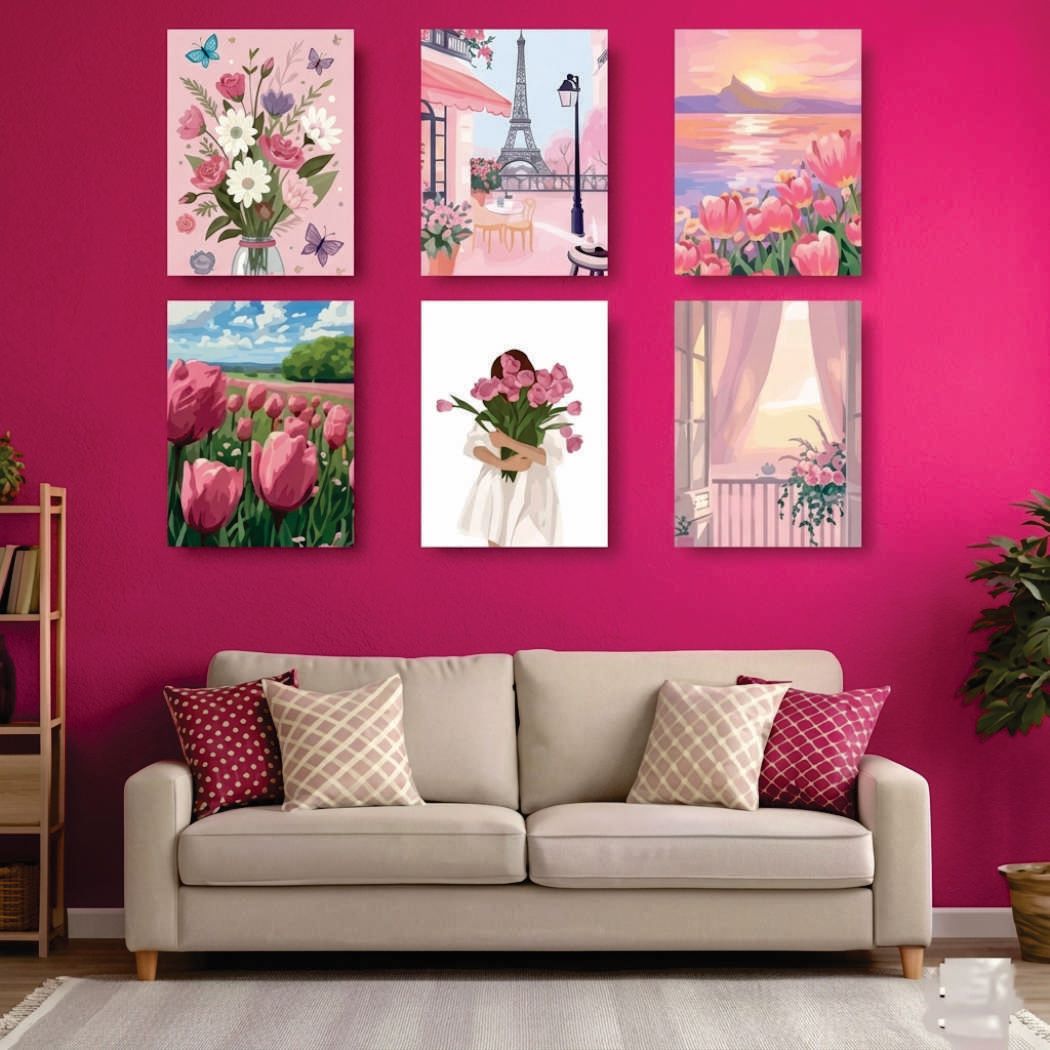 Set of 6 Premium Wall Art Photo Tiles – Modern Home Decor Sets 8x11 (C)