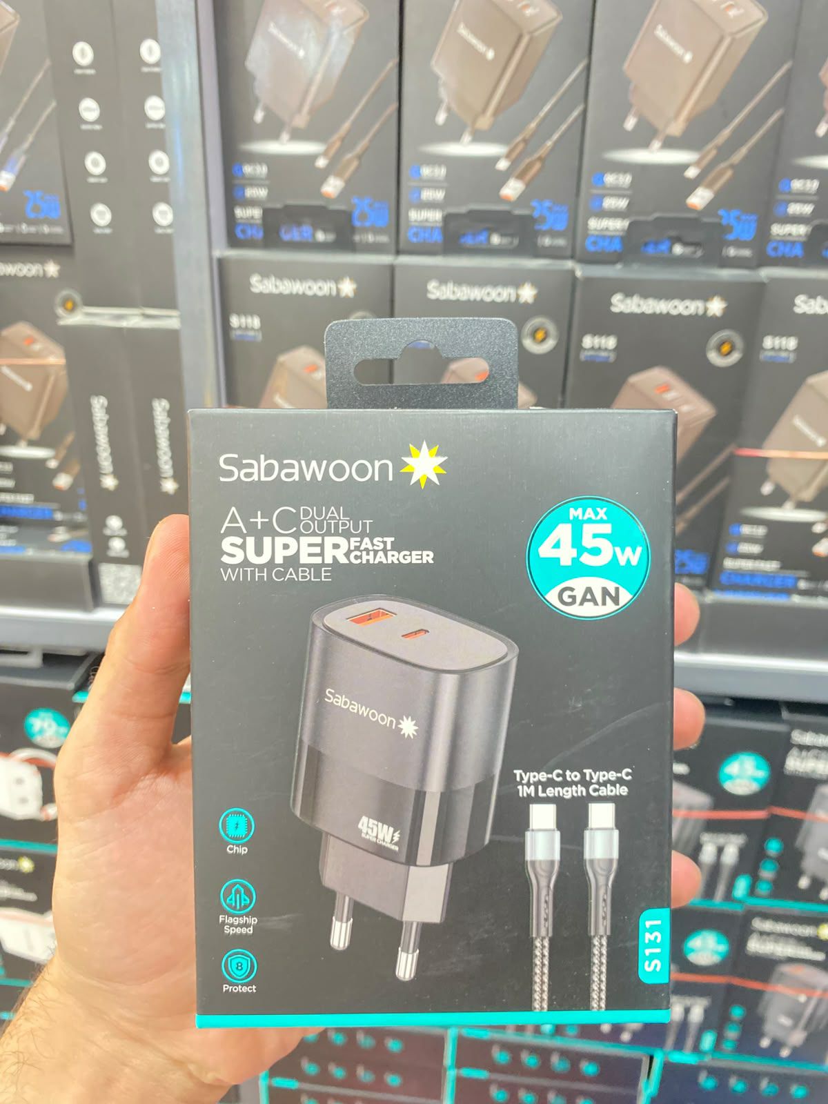 Sabawoon S131 45W GaN Super Fast Charger with Cable (C)