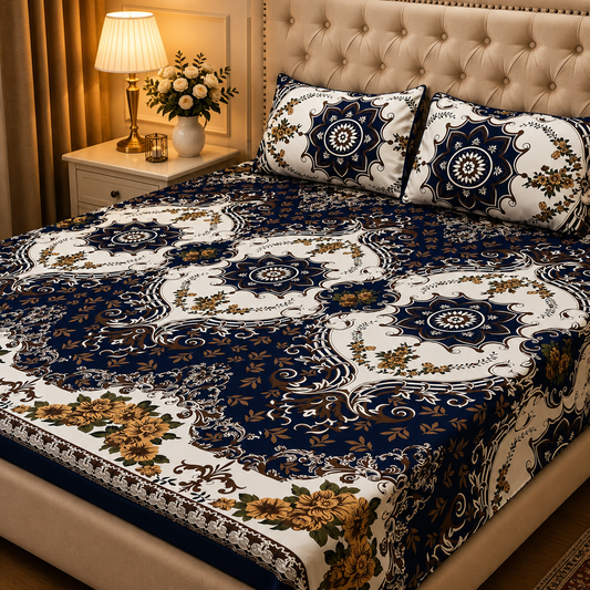 3D Crystal Cotton 3 Piece Bedsheet Set AY0010026 (C)