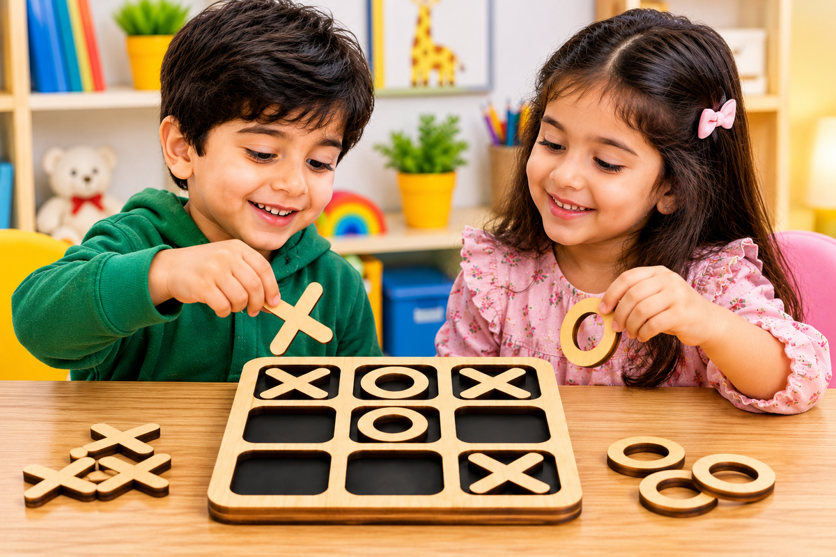 Wooden Tic Tac Toe Game - Educational Toy - Toys For kids and adults (C)