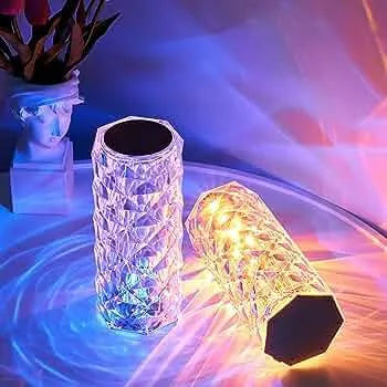 Rechargeable Rose Diamond Table Lamp – 16 RGB Colors with Wireless Remote (C)