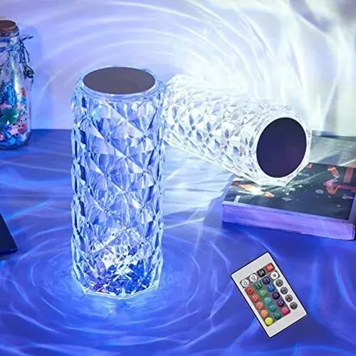 Rechargeable Rose Diamond Table Lamp – 16 RGB Colors with Wireless Remote (C)