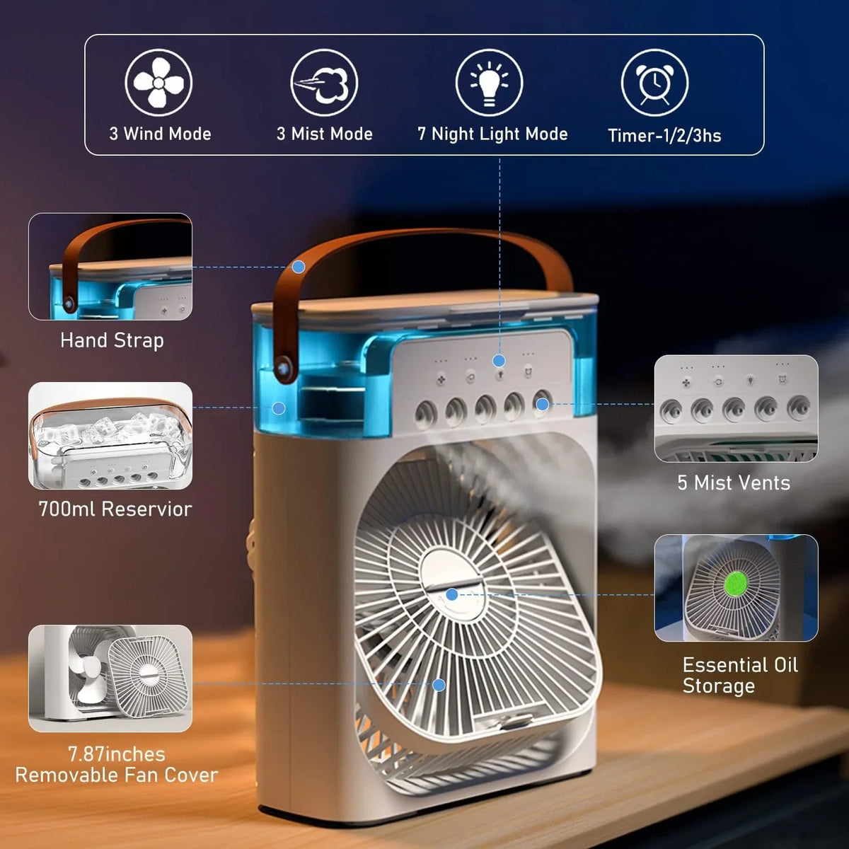 Portable Air Conditioner Fan | Mist Water spray Mini AC | For Home, kitchen, office (C)
