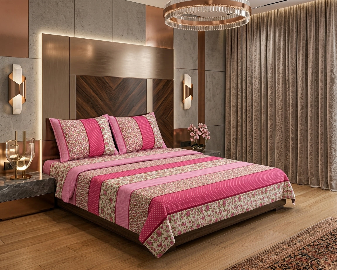 3D Crystal Cotton 3-piece Bedsheet Set AY0010038 (C)