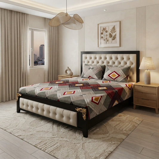 3D Crystal Cotton 3 Piece Bedsheet Set-AY0010057 (C)