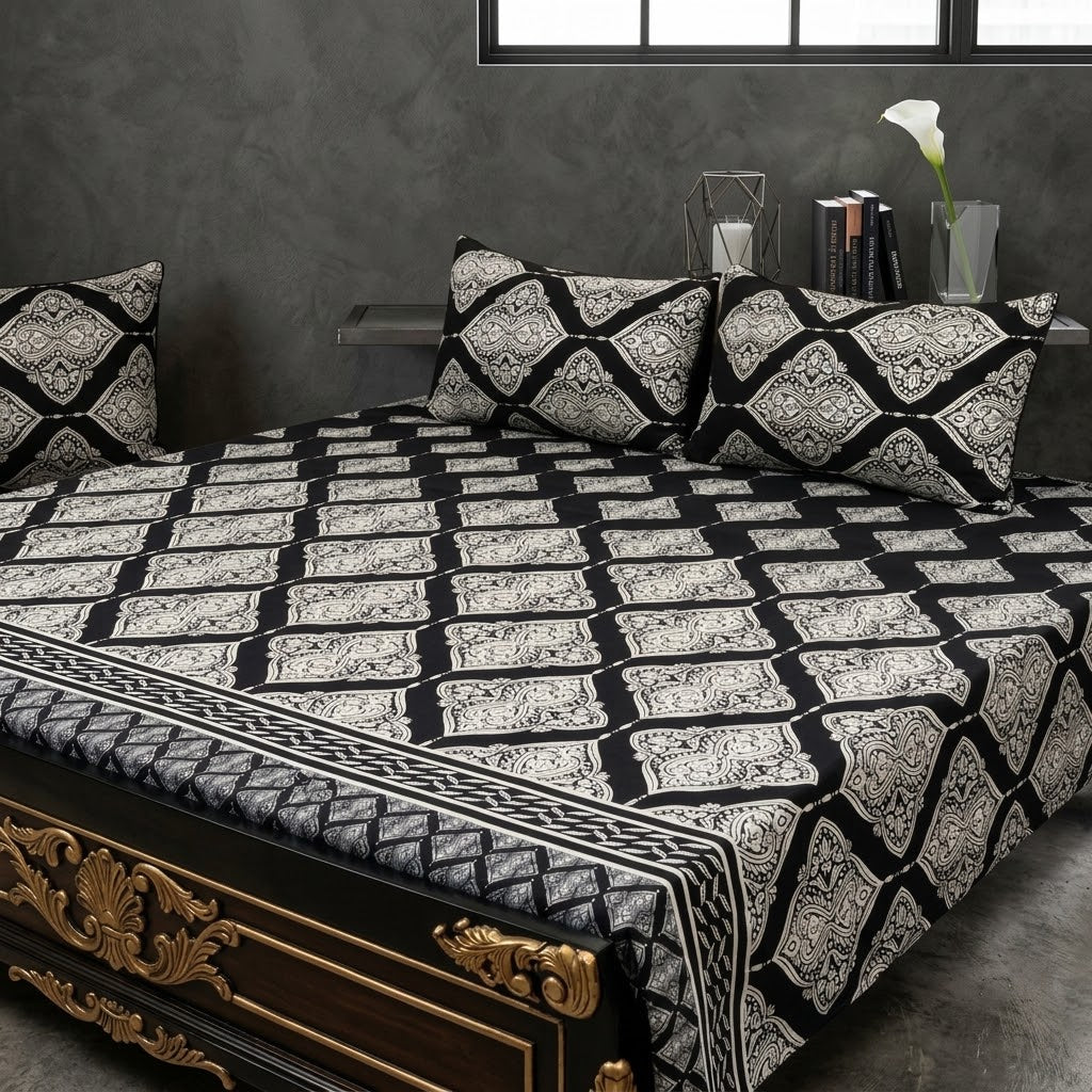 3D Crystal Cotton 3-piece Bedsheet Set AY0010060 (C)