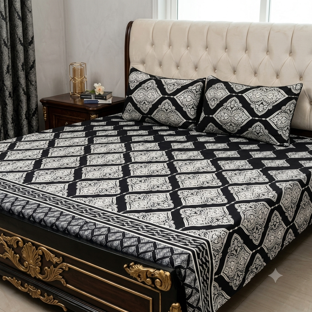 3D Crystal Cotton 3-piece Bedsheet Set AY0010060 (C)