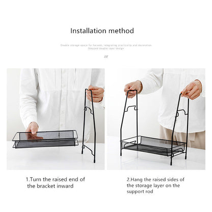 2 Layer Multi-Purpose Mini Portable Iron Organizer Shelf...