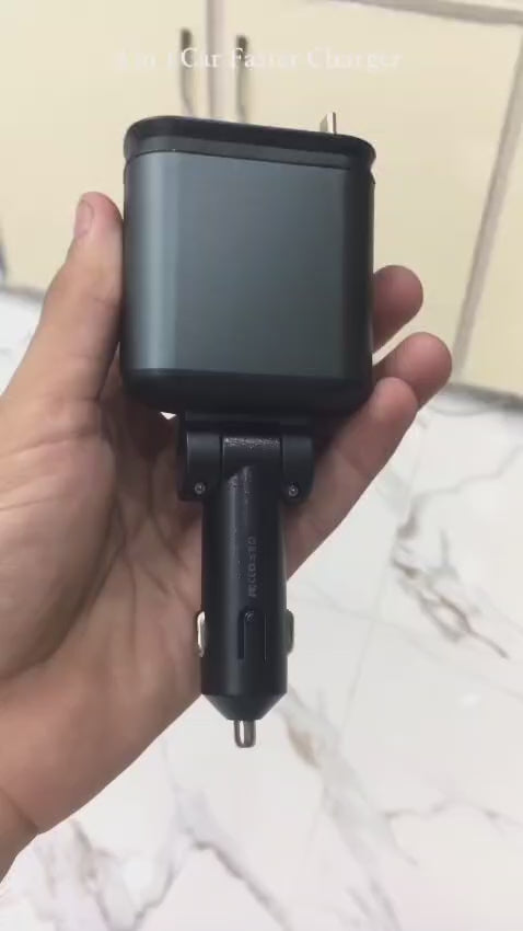 C6 4 In 1 Multi Functional Car Charger Fast Charging With Star Light Providing Durable Quality - 20 Watt (With Light)